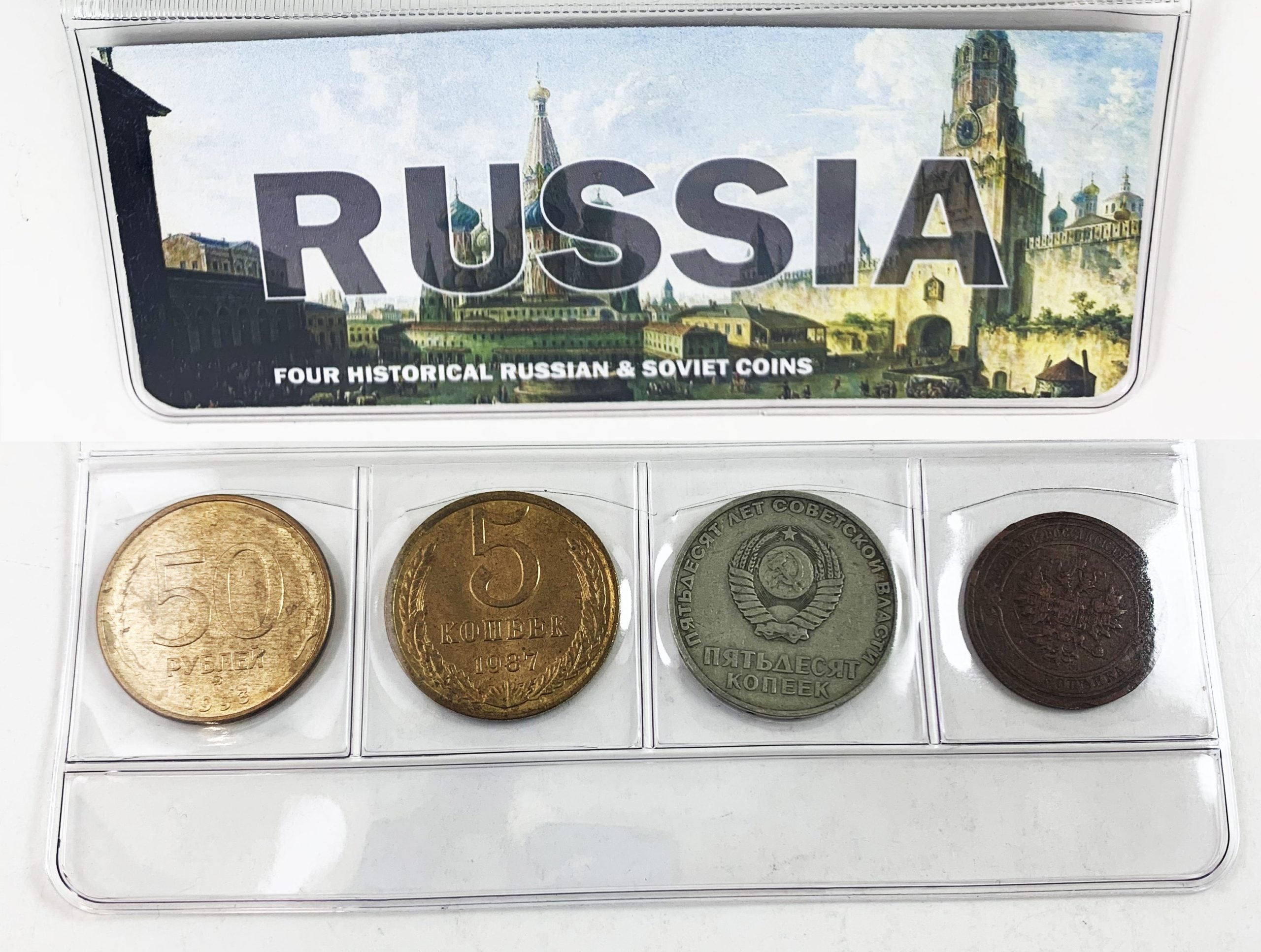 Russia: Four Historical Russian and Soviet Coins (mini)