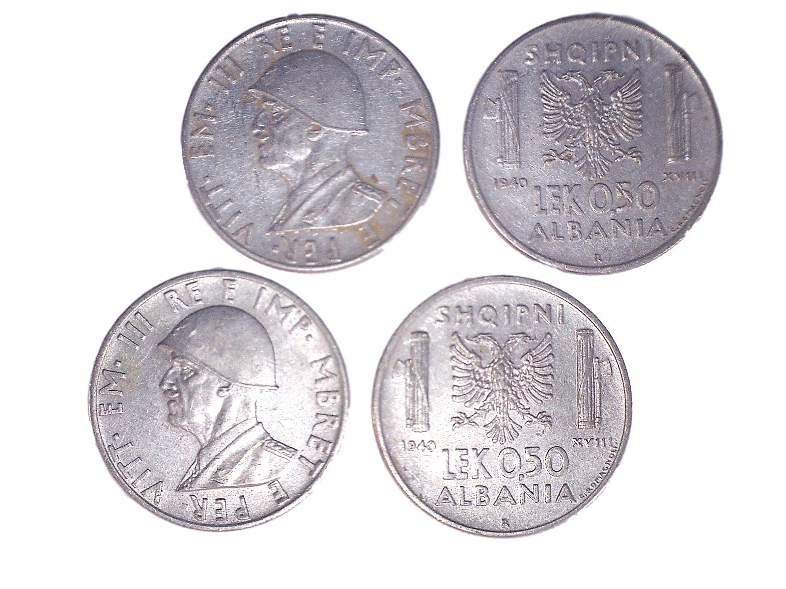 ALBA KM30, lot of 4, Issued for the Italian occupation of Albania. Coin has two dates: 1940, and XVII, indicating the 18th year of the reign of Mussolini., (VF-XF)