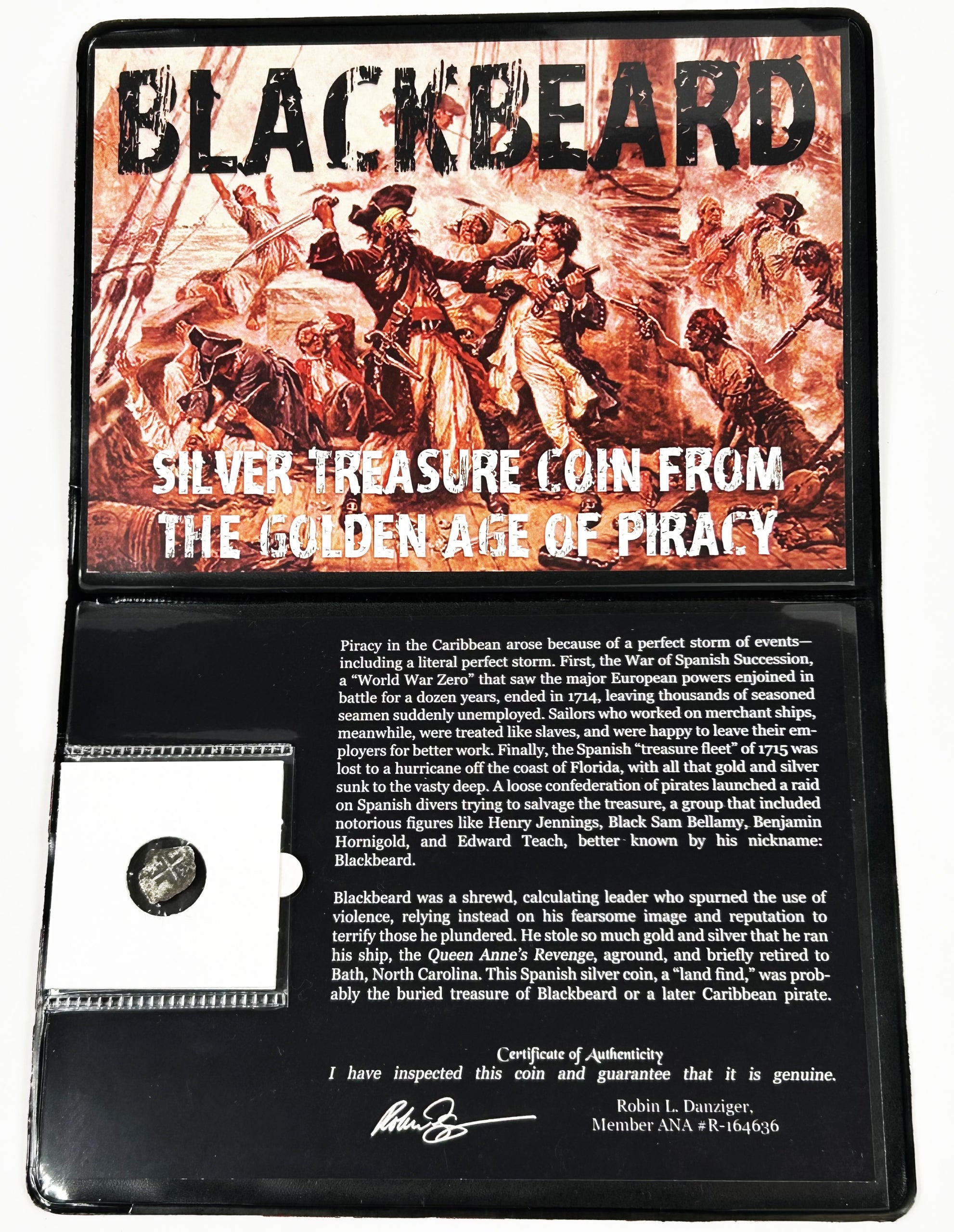 Blackbeard: Silver Treasure Coin from the Golden Age of Piracy (album) (half real)