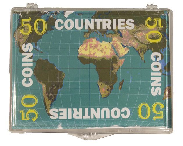 50 Different Coins from 50 Different Countries (Clear Box)