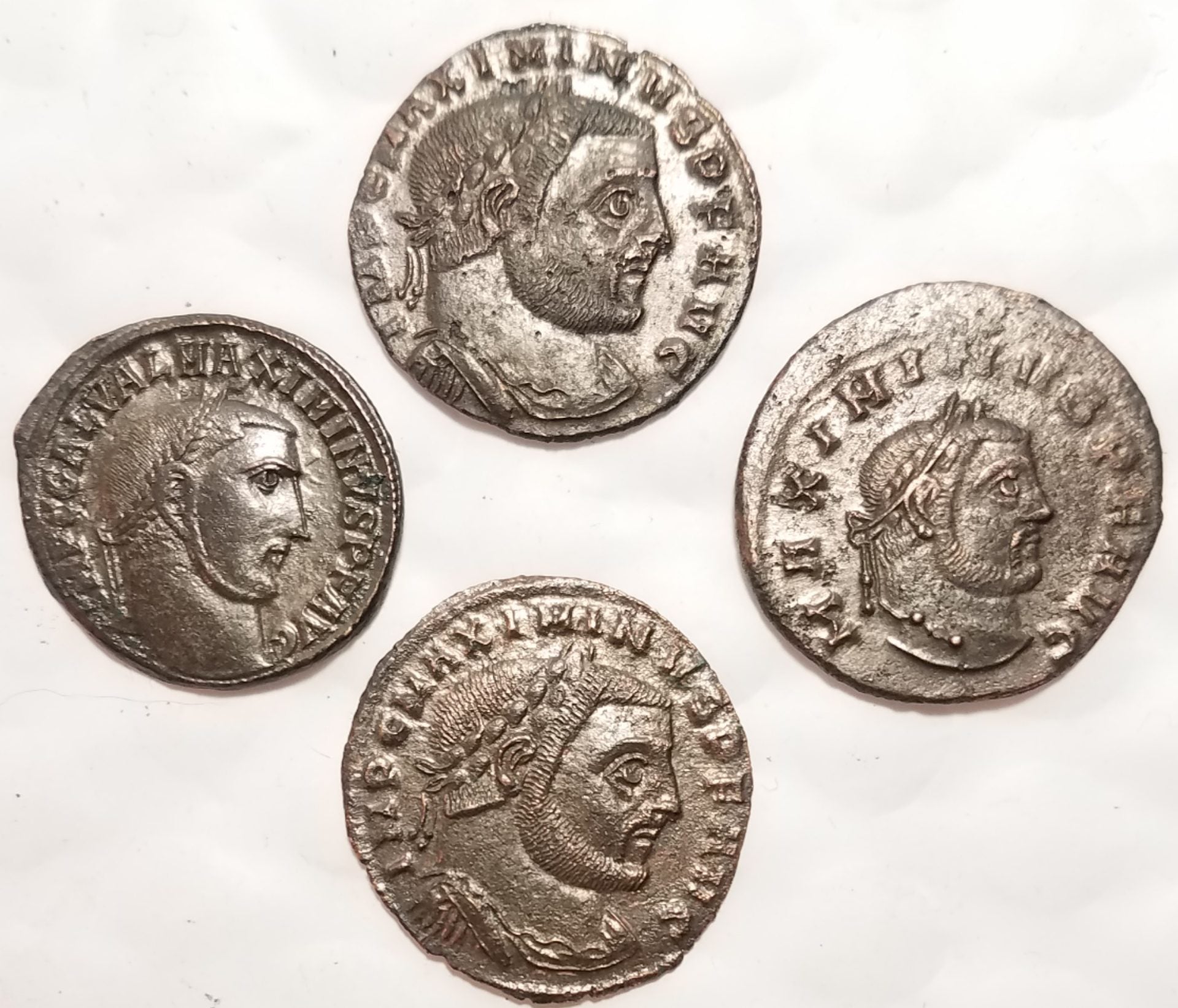 Lot of 4 Maximinus II Bronze, Different Types, With Silvering (AU)