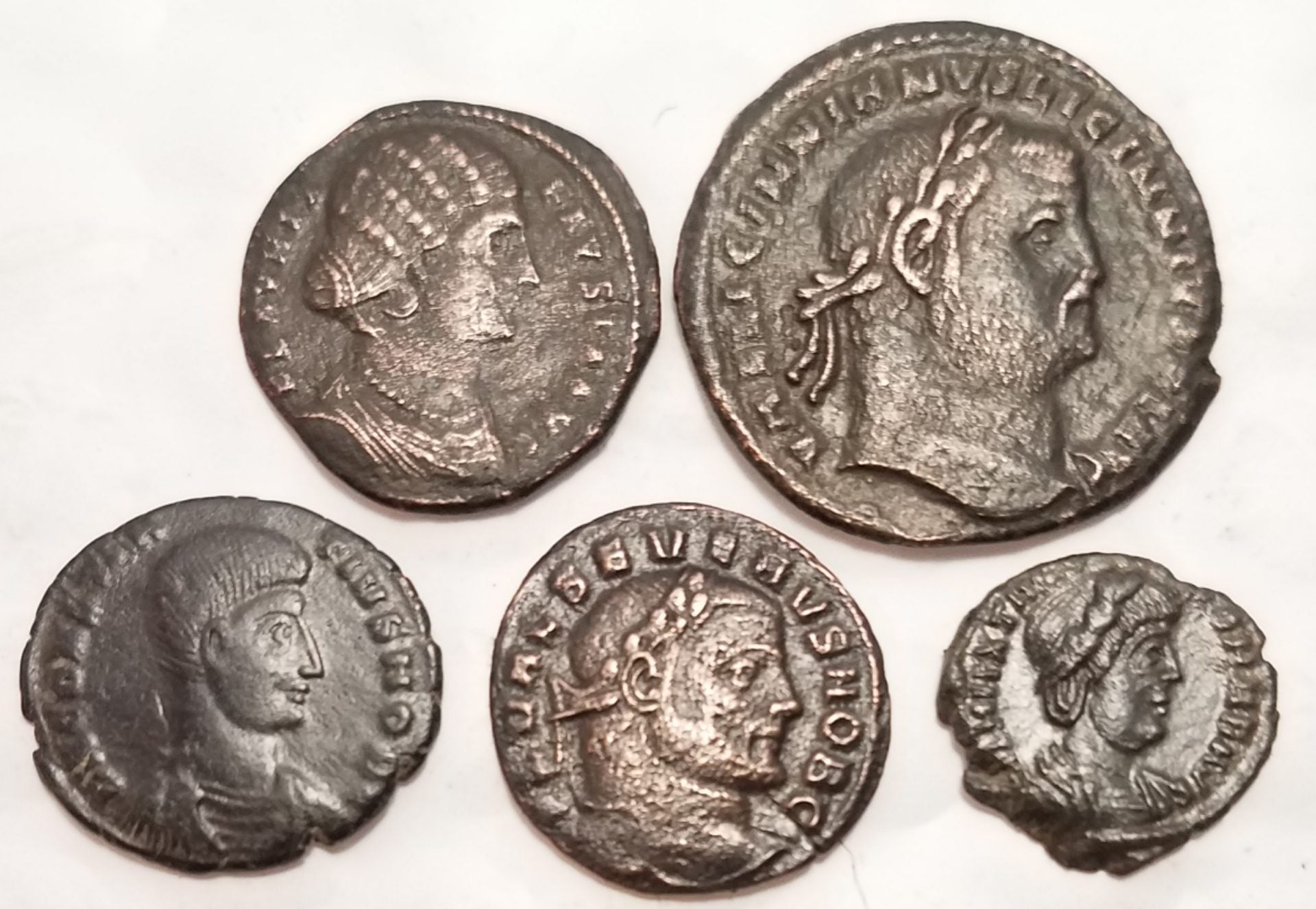 Lot of 5 Rare Types of Late Roman Bronze (Severus II, Theodora, Helena, Licinius I, Constantius Gallus)