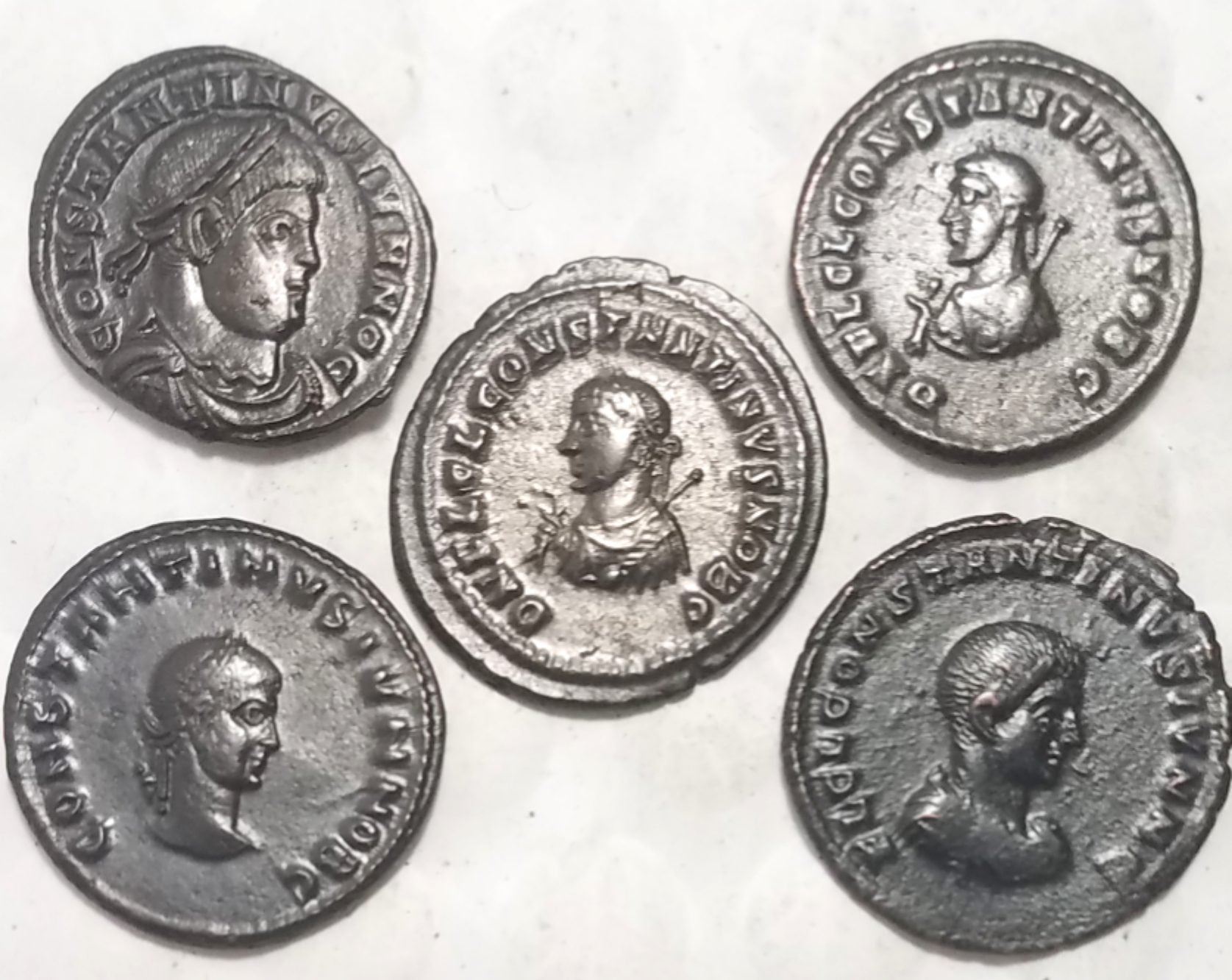 Lot of 5 Constantine II (XF/AU) Scarce Types, Youth Portraits