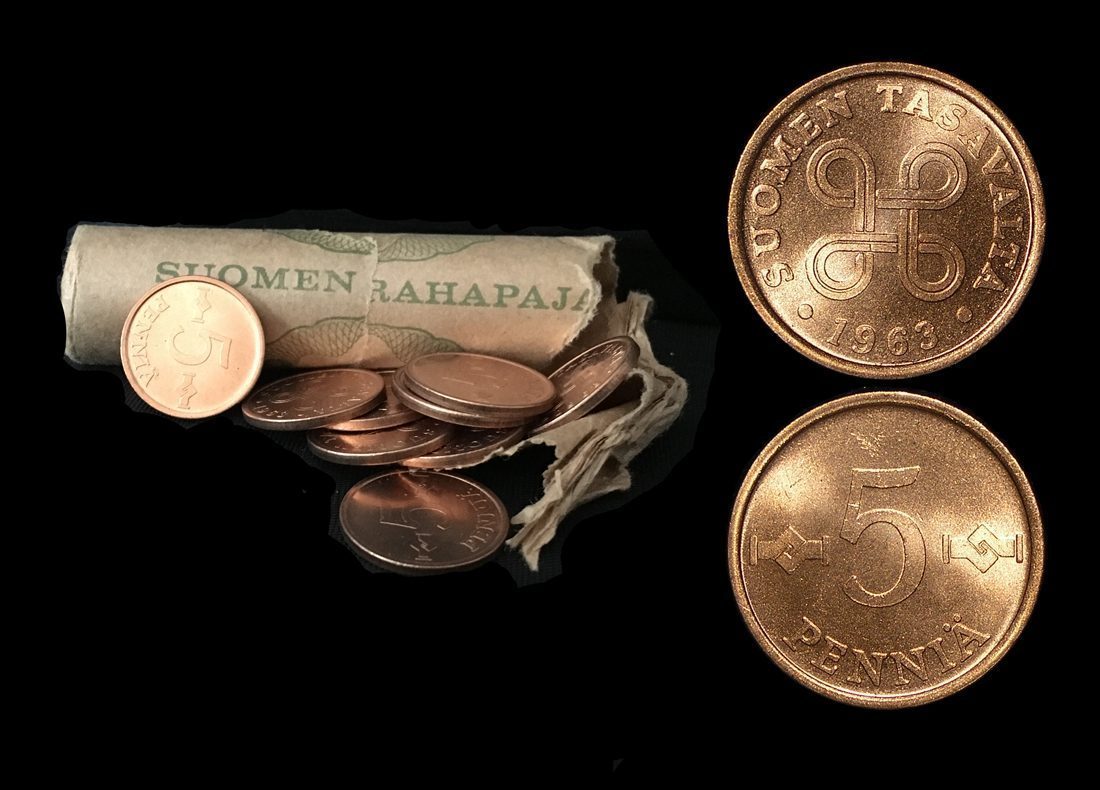 Finland, Copper 5 Pennia, dated 1963, UNC, KM 45, a lot of (50) coins