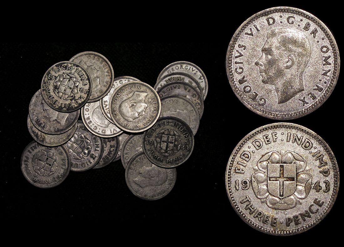 Great Britain, George VI (1936 to 1952), Silver Threepences, dated 1943, a lot of (19) coins