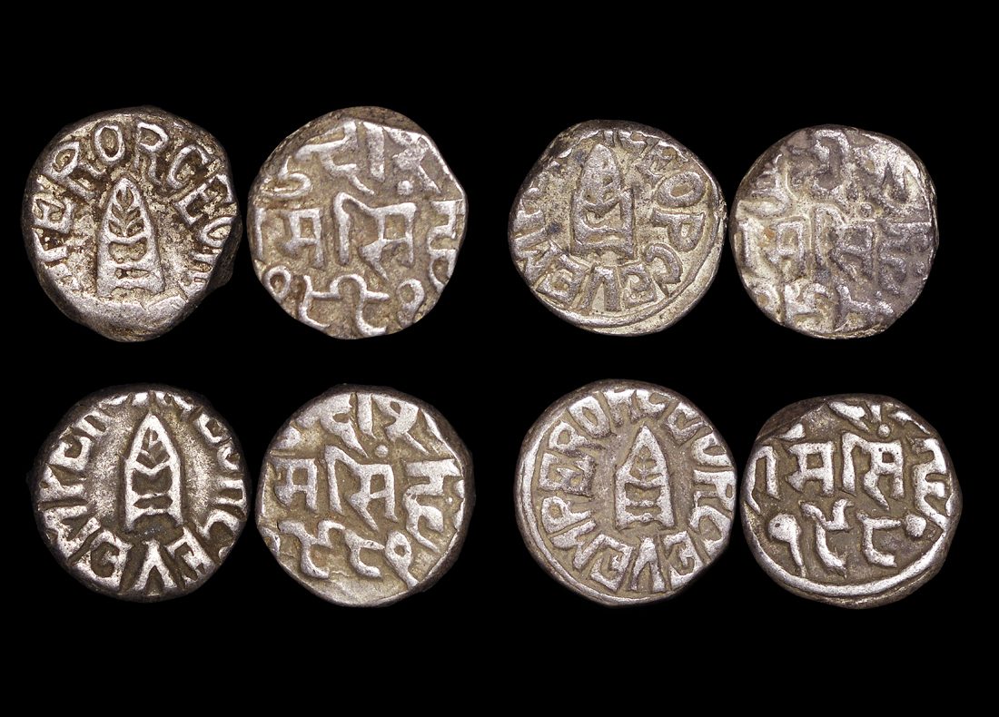 British India, Princely States, Bundi, Silver Rupee, dated 1922 to 1932 CE, reads GEORGE V EMPEROR, KM18.2, EF, a lot of (4) coins