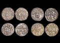 British India, Princely States, Bundi, Silver Rupee, dated 1922 to 1932 CE, reads GEORGE V EMPEROR, KM18.2, EF, a lot of (4) coins