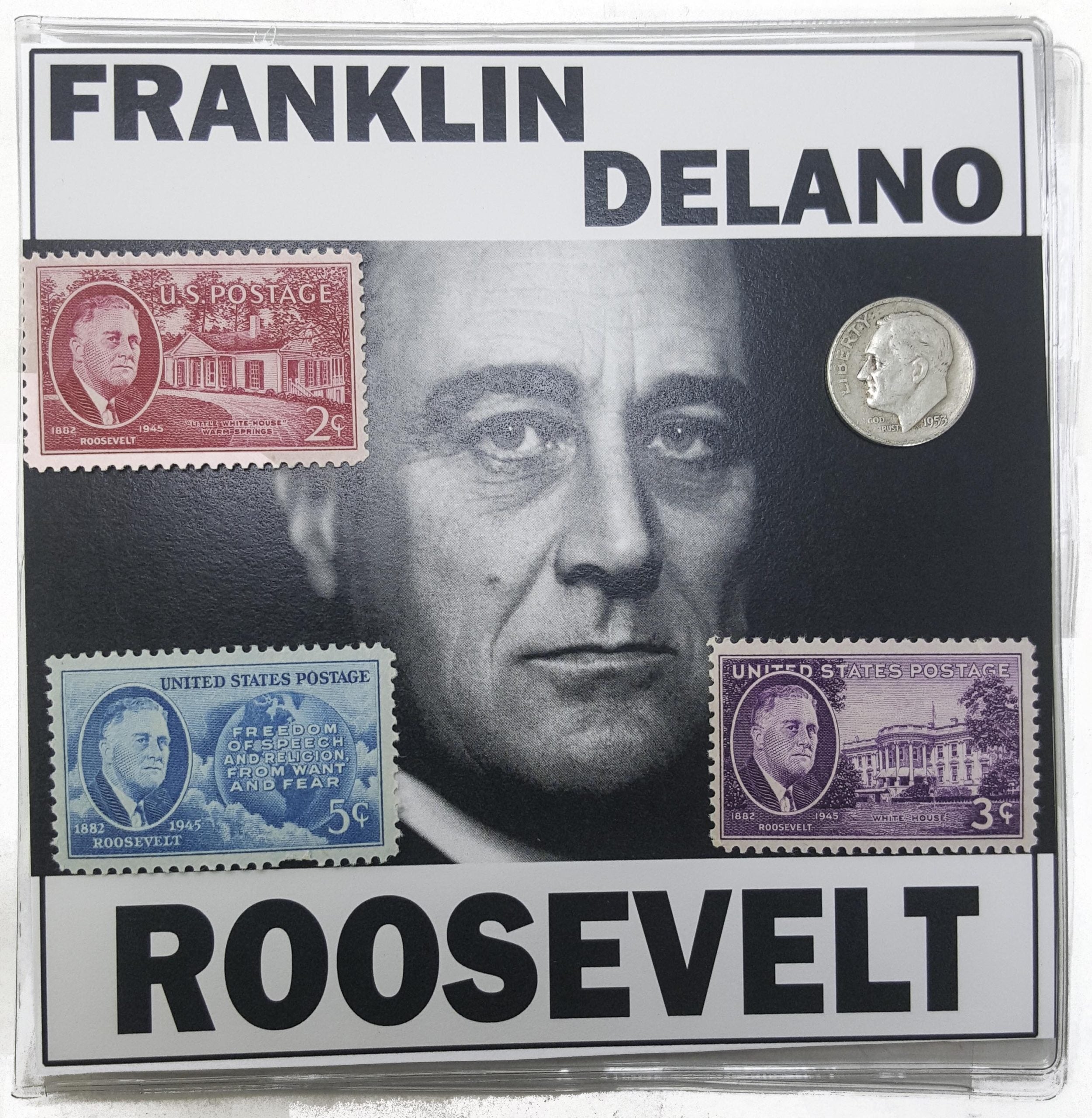 FDR: Franklin D. Roosevelt 4 Piece (One Coin + Three Stamps) (Mini Album)