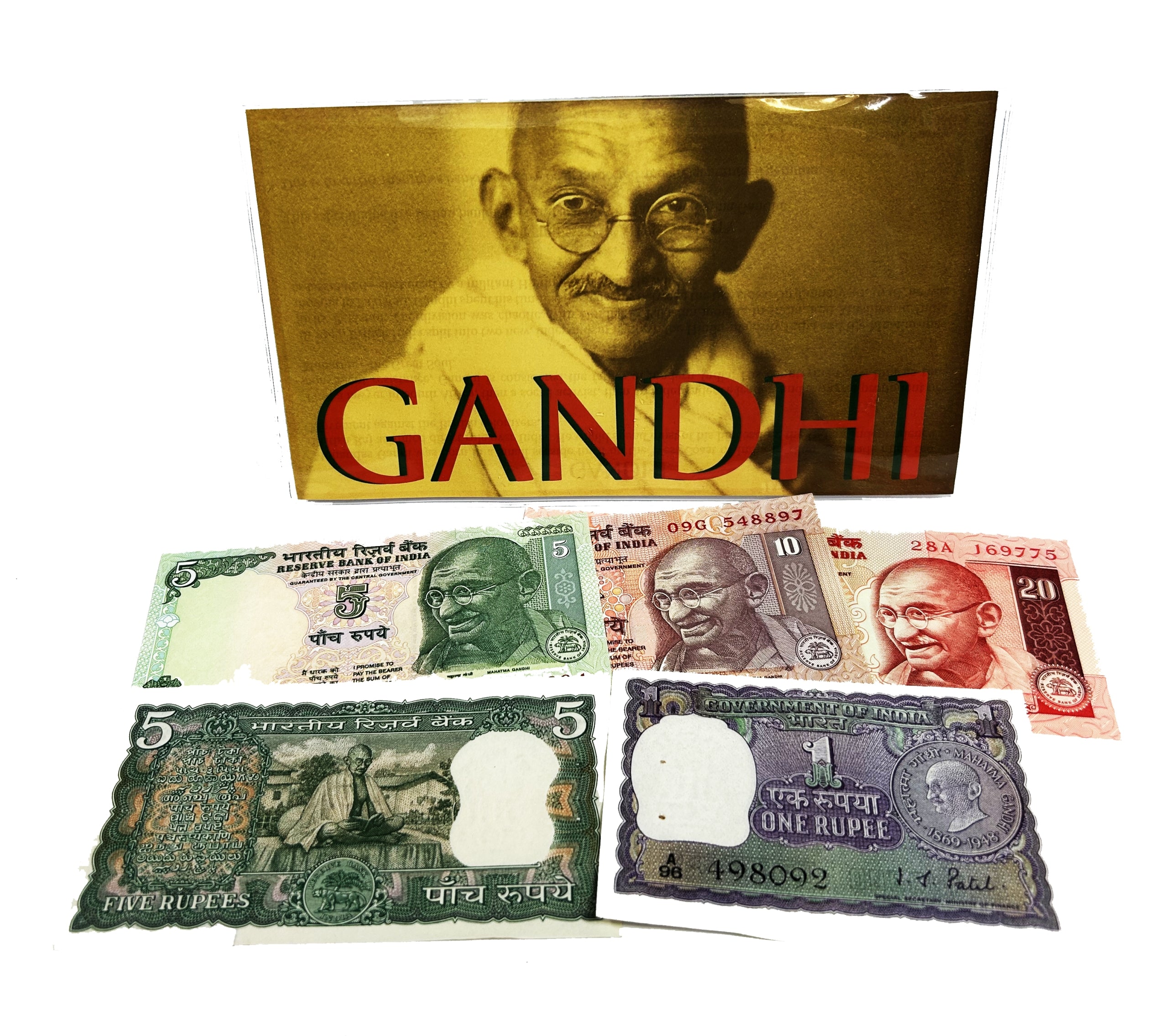 Gandhi: A Set of Five Indian Banknotes (billfold)