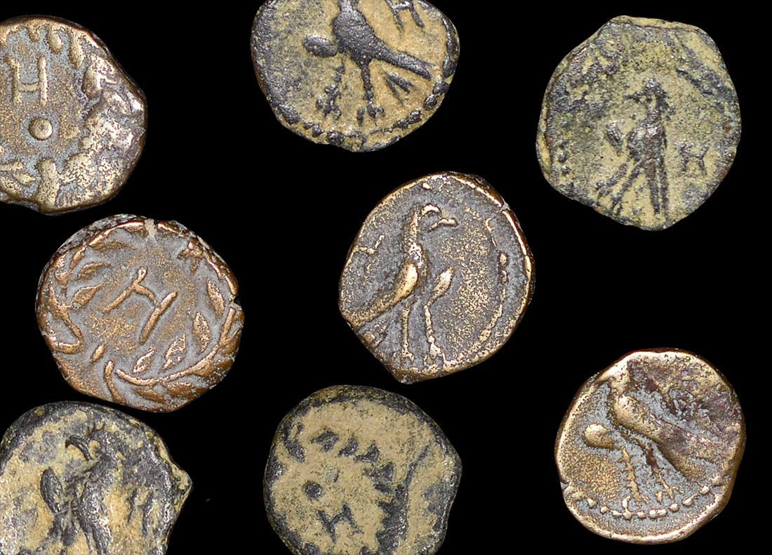 Ancient Greek, Arabia, Kingdom of Nabataea, Aretas IV Philopatris and Queen Shaqilath (9 BCE-40 CE), "The Beheading of John the Baptist", Bronze Unit(C)