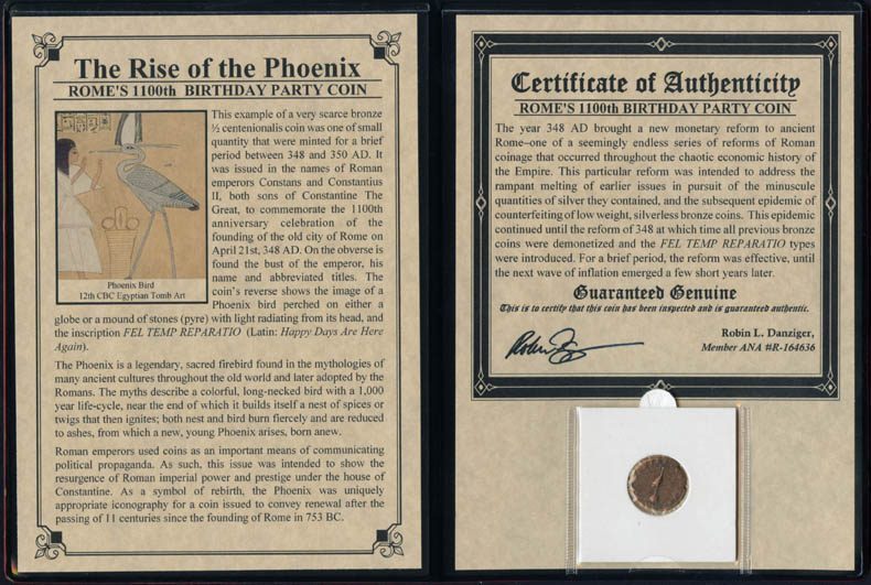Rise Of The Phoenix, Rome's 1100th Birthday Party Coin (Album)