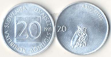 Slovenia KM8(U) 20 Stotinov, lot of 1000