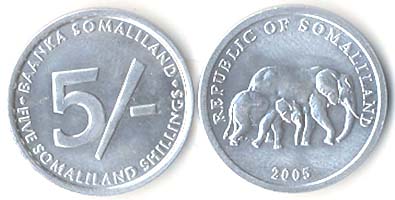 Somaliland KM19(U) 5 Shillings Elephant W/ Baby, lot of 1000