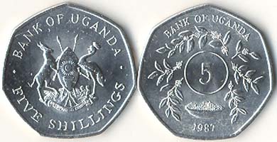 Uganda KM29(U) 5 Shillings, lot of 1000