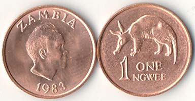 Zambia KM9a(U) 1 Ngwee, lot of 1000